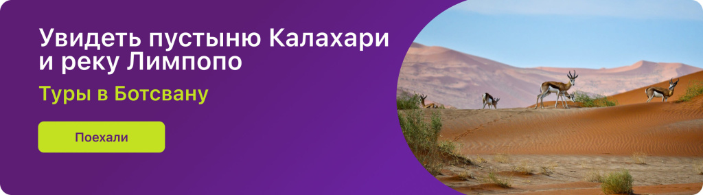 Увидеть пустыню Калахари и реку Лимпопо Увидеть пустыню Калахари и реку Лимпопо
