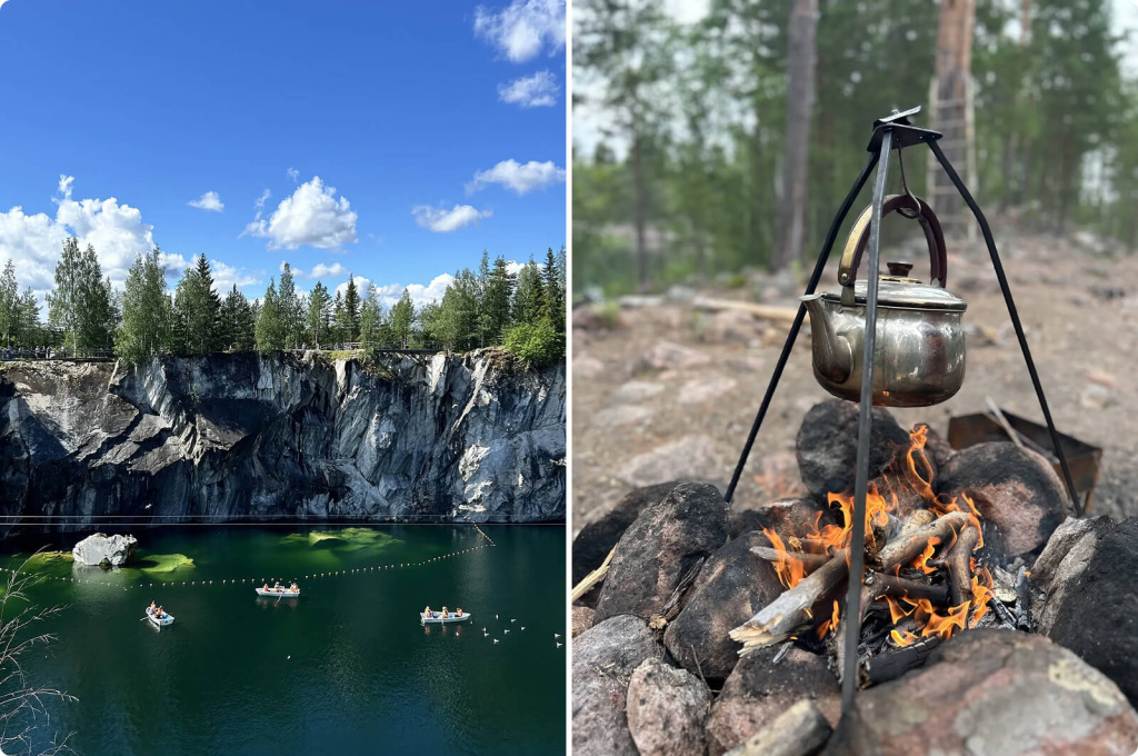 Костер, скалы и река