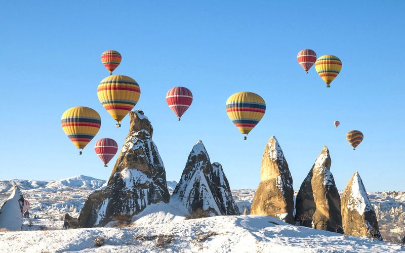 Полет воздушных шаров в Каппадокии зимой